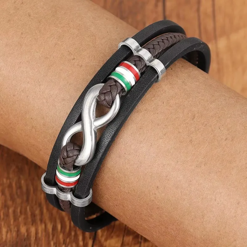 Exkluzívny pánsky kožený náramok so symbolom nekonečna a dušou Talianska