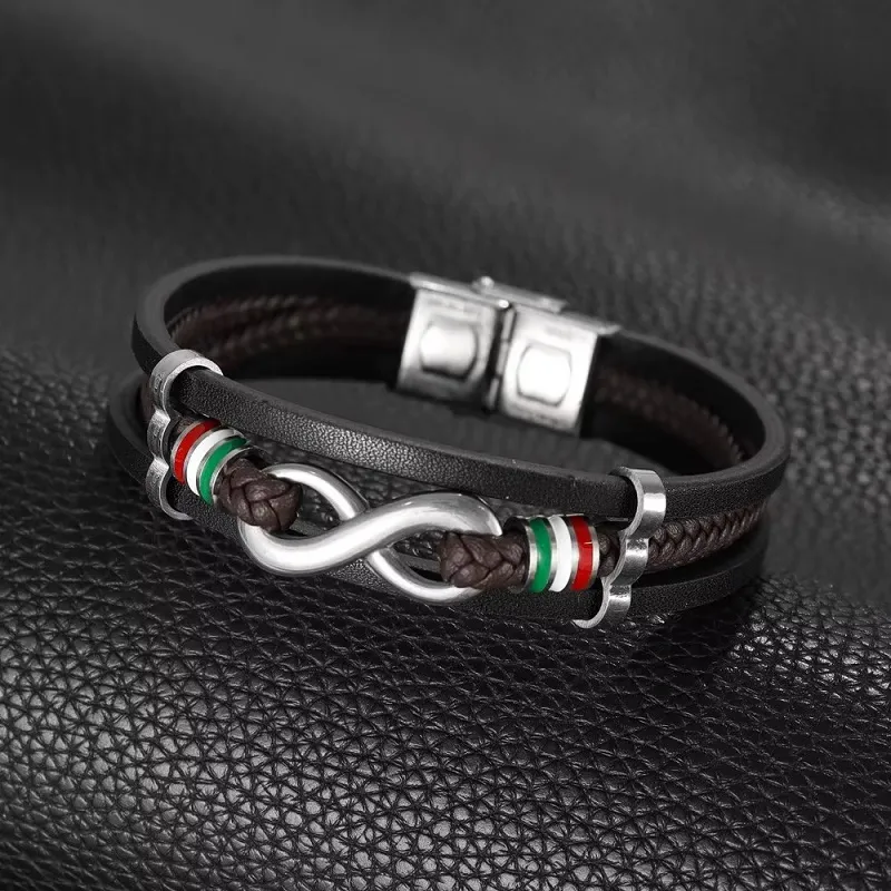 Exkluzívny pánsky kožený náramok so symbolom nekonečna a dušou Talianska