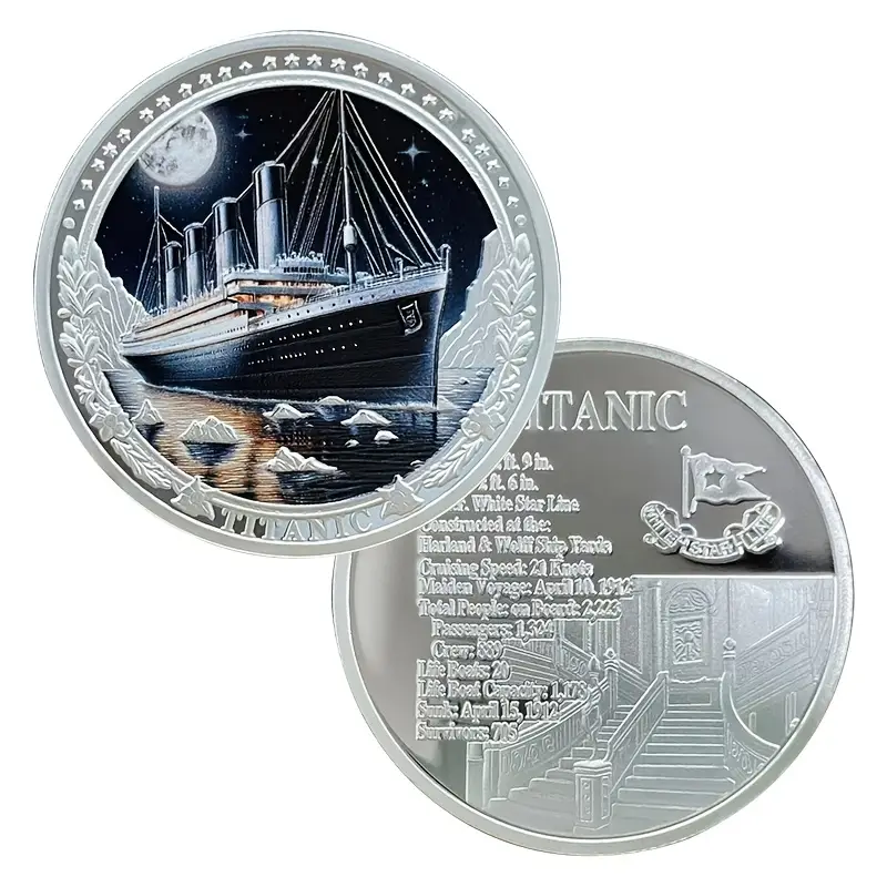 Pamätný suvenír na počesť slávnej lode TITANIC - striebornej farby