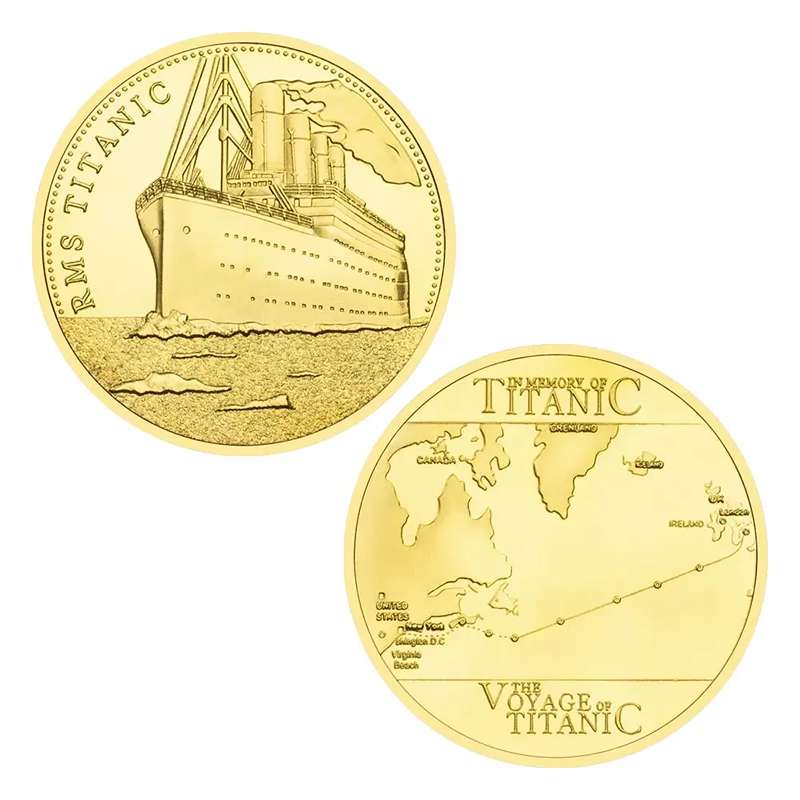 Pamätný suvenír na počesť slávnej lode TITANIC - zlatej farby