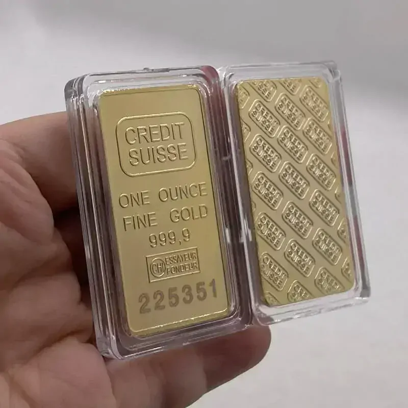Pozlátená zberateľská tehlička Credit Suisse – luxusná replika