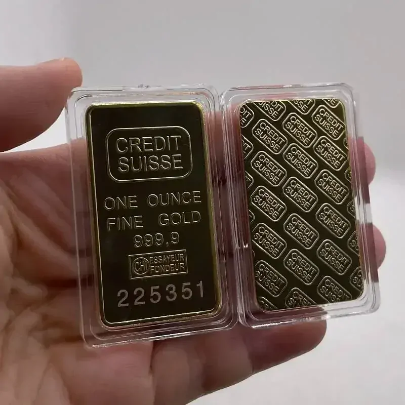Pozlátená zberateľská tehlička Credit Suisse – luxusná replika