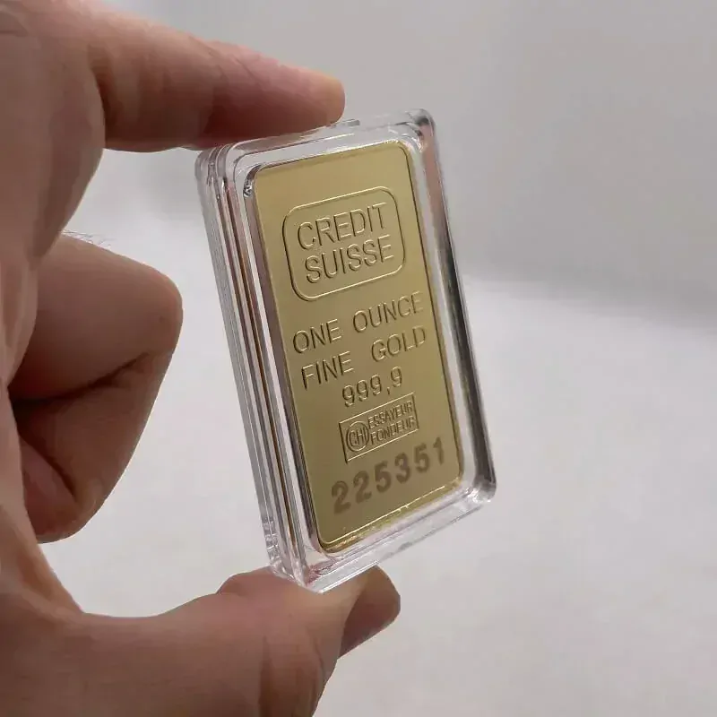 Pozlátená zberateľská tehlička Credit Suisse – luxusná replika