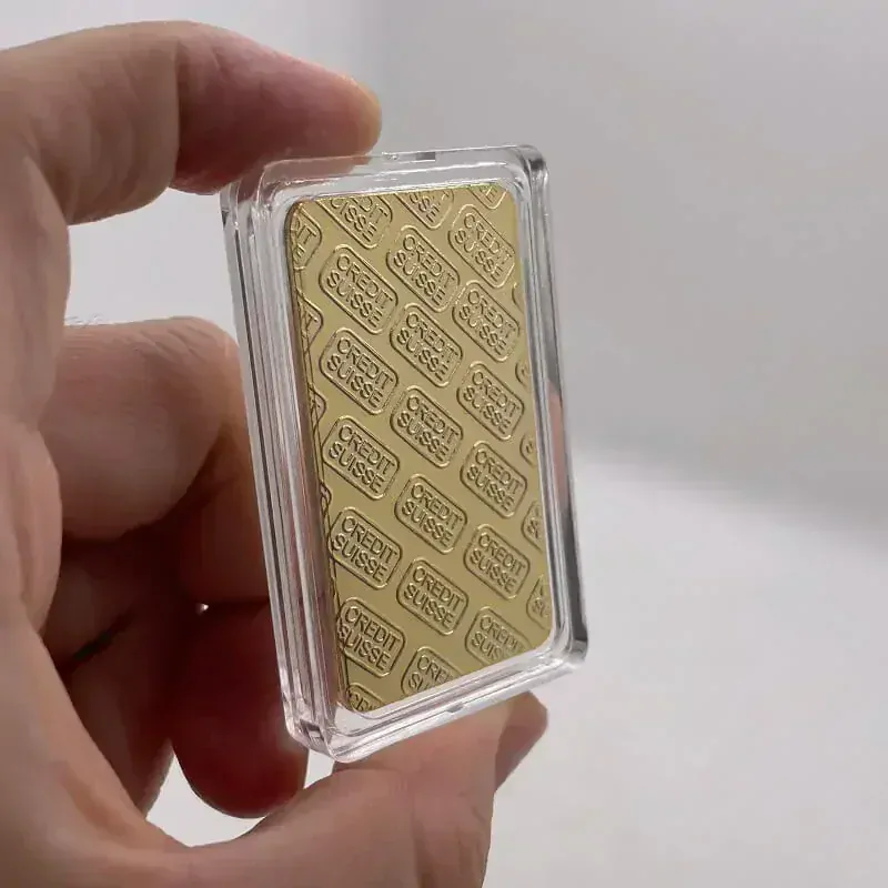 Pozlátená zberateľská tehlička Credit Suisse – luxusná replika