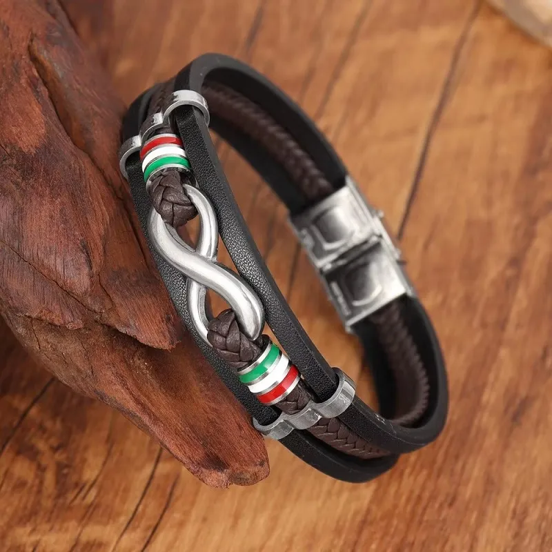 Exkluzívny pánsky kožený náramok so symbolom nekonečna a dušou Talianska