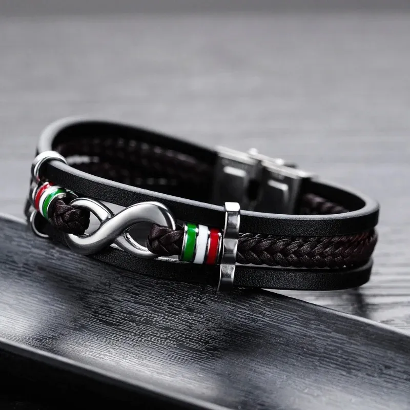 Exkluzívny pánsky kožený náramok so symbolom nekonečna a dušou Talianska